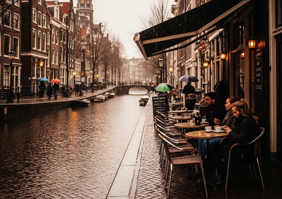 Amsterdam Canalside Tea Rain