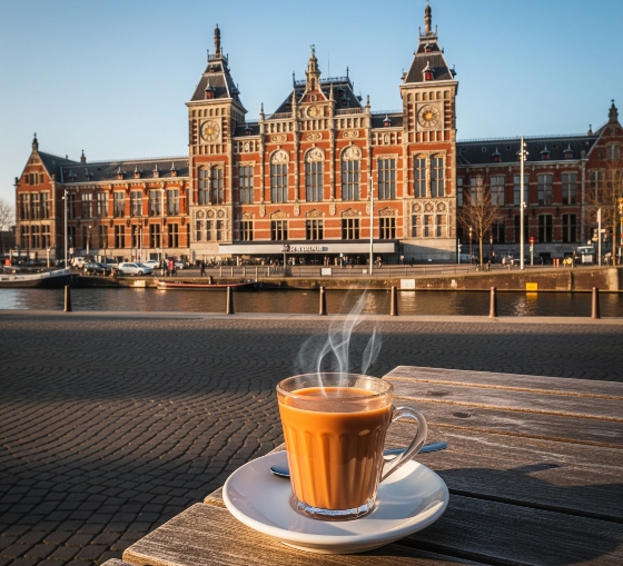 Cup Of Chai Near Gandhi Indian Restaurant In Amsterdam